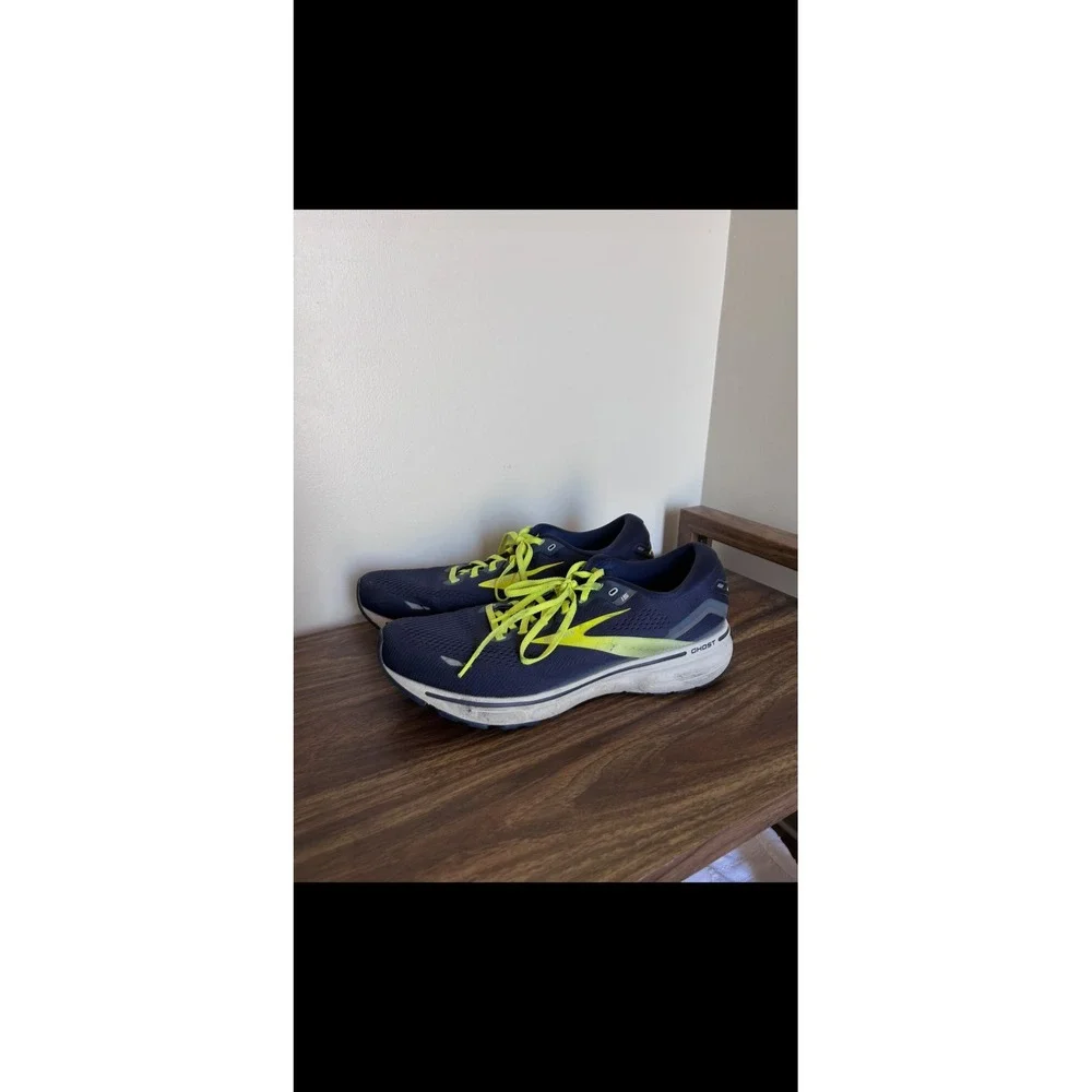 Brooks Ghost 15 Mens Running Shoes Navy Neon Yellow 1103931D429 Size 13 Medium D